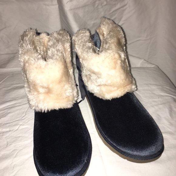 corduroy blue fleece winter boots - Picture 4 of 5